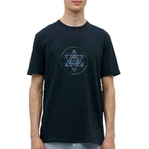 Spreadshirt Metatrons Würfel Stern Tetraeder Digital Blume des Lebens Männer T-Shirt, M, Navy von Spreadshirt