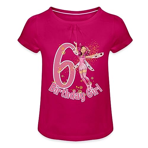 Spreadshirt Mia and Me 6. Geburtstag Geburtstagsgeschenk Mädchen T-Shirt mit Raffungen, 4 Jahre, Fuchsia von Spreadshirt