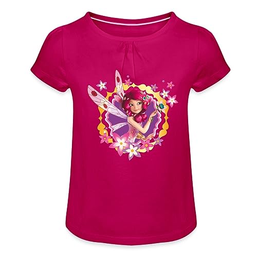 Spreadshirt Mia and Me Blumen Und Die Elfe Mia Mädchen T-Shirt mit Raffungen, 6 Jahre, Fuchsia von Spreadshirt