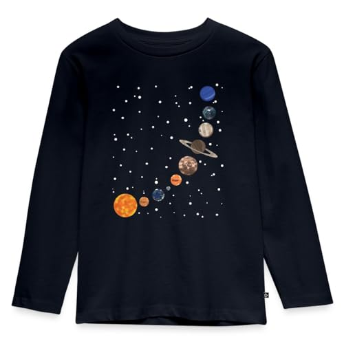 Spreadshirt Milchstraße Weltraum Sonnensystem Weltall Planeten Kinder Premium Langarmshirt, 134/140 (8 Jahre), Navy von Spreadshirt