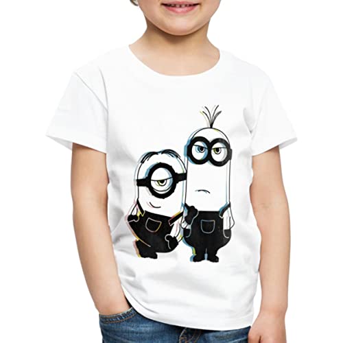 Spreadshirt Minions Stuart Und Kevin Glitch Kinder Premium T-Shirt, 110/116 (4 Jahre), weiß von Spreadshirt