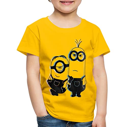 Spreadshirt Minions Stuart Und Kevin Glitch Kinder Premium T-Shirt, 122/128 (6 Jahre), Sonnengelb von Spreadshirt