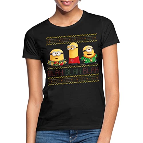 Spreadshirt Minions Ugly X-Mas Blah Ugly Christmas Weihnachten Frauen T-Shirt, XXL, Schwarz von Spreadshirt