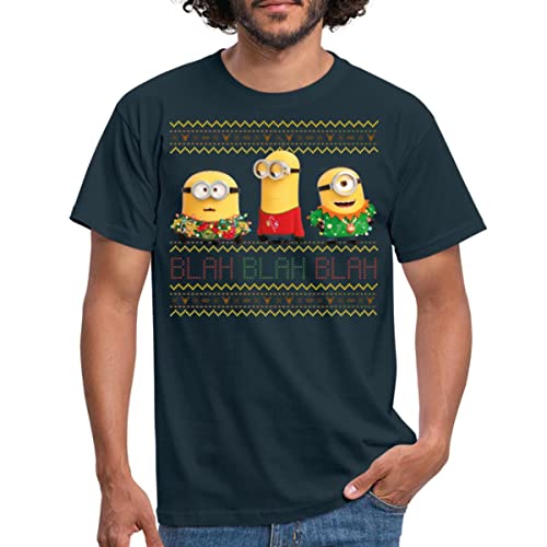 Spreadshirt Minions Ugly X-Mas Blah Ugly Christmas Weihnachten Männer T-Shirt, S, Navy von Spreadshirt