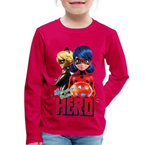 Spreadshirt Miraculous Be Your Own Hero Kinder Premium Langarmshirt, 122/128 (6 Jahre), Dunkles Pink von Spreadshirt