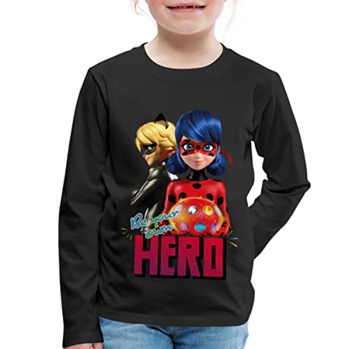 Spreadshirt Miraculous Be Your Own Hero Kinder Premium Langarmshirt, 134/140 (8 Jahre), Schwarz von Spreadshirt