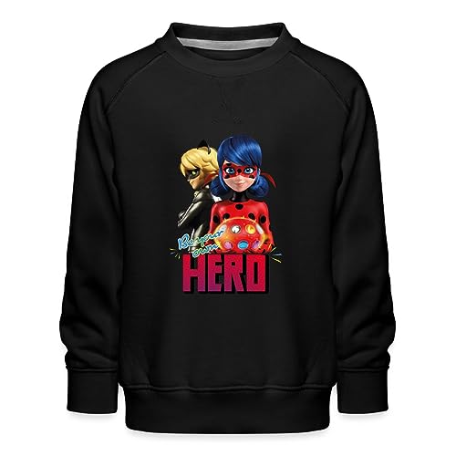 Spreadshirt Miraculous Be Your Own Hero Kinder Premium Pullover, 122/128 (7-8 Jahre), Schwarz von Spreadshirt