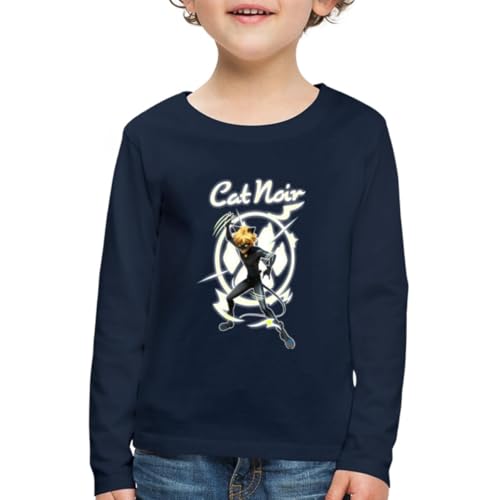Spreadshirt Miraculous Cat Noir Adrien Superheld Kinder Premium Langarmshirt, 134/140 (8 Jahre), Navy von Spreadshirt