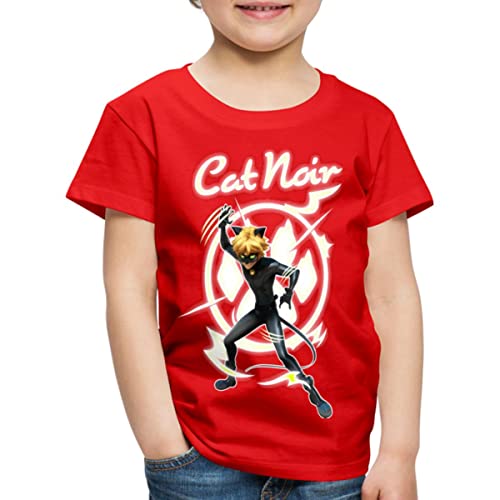 Spreadshirt Miraculous Cat Noir Adrien Superheld Kinder Premium T-Shirt, 110/116 (4 Jahre), Rot von Spreadshirt