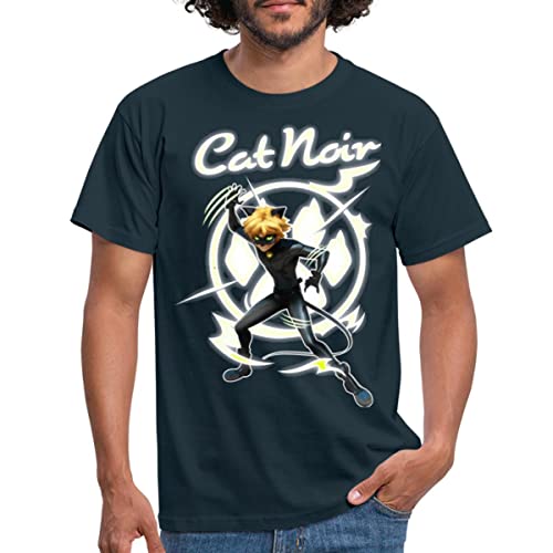 Spreadshirt Miraculous Cat Noir Adrien Superheld Männer T-Shirt, L, Navy von Spreadshirt
