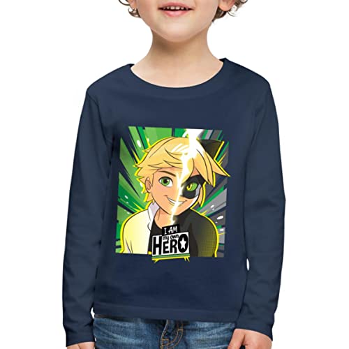 Spreadshirt Miraculous I Am My Own Hero Adrien Cat Noir Kinder Premium Langarmshirt, 122/128 (6 Jahre), Navy von Spreadshirt