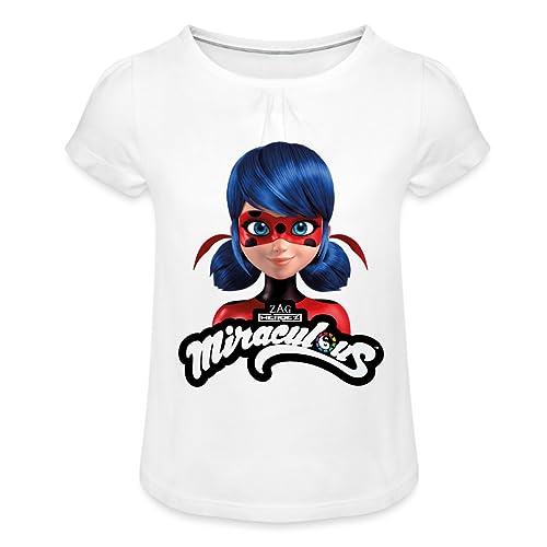 Spreadshirt Miraculous Ladybug Mit Logo Mädchen T-Shirt mit Raffungen, 8 Jahre, weiß von Spreadshirt