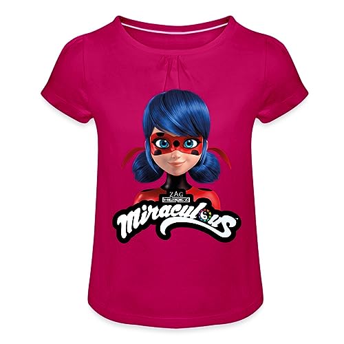 Spreadshirt Miraculous Ladybug Mit Logo Mädchen T-Shirt mit Raffungen, 8 Jahre, Fuchsia von Spreadshirt
