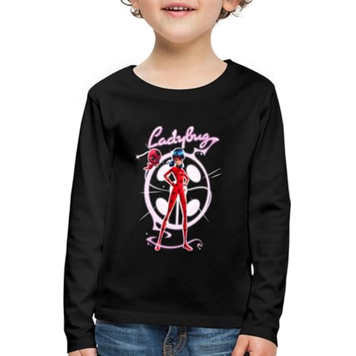 Spreadshirt Miraculous Ladybug Mit Tikki Kinder Premium Langarmshirt, 122/128 (6 Jahre), Schwarz von Spreadshirt