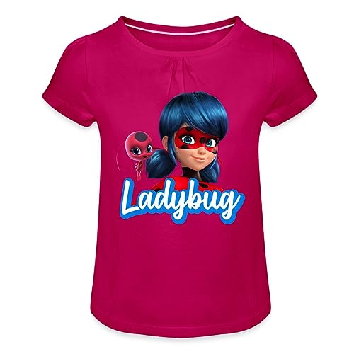 Spreadshirt Miraculous Ladybug Tikki Mädchen T-Shirt mit Raffungen, 6 Jahre, Fuchsia von Spreadshirt