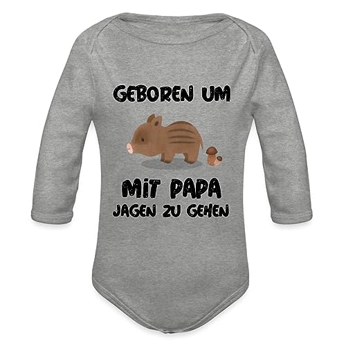 Spreadshirt Geboren Um Mit Papa Jagen Zu Gehen Baby Bio-Langarm-Body, 68 (3-6 M.), Grau meliert von Spreadshirt