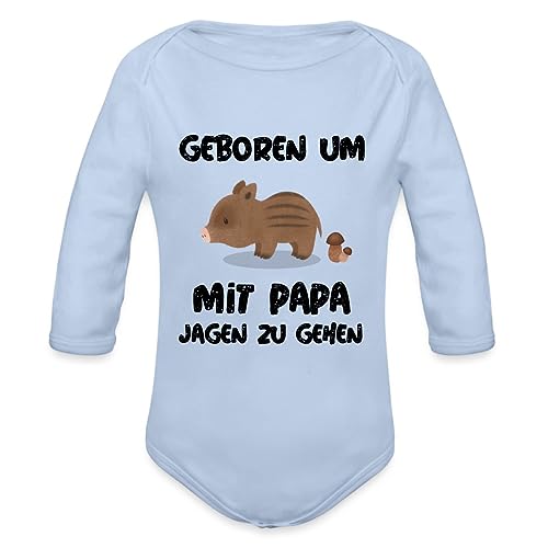 Spreadshirt Geboren Um Mit Papa Jagen Zu Gehen Baby Bio-Langarm-Body, 68 (3-6 M.), Sky von Spreadshirt