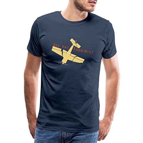 Spreadshirt Modell Fliegen Wer hat Tape mit Flugzeug Modellbau Männer Premium T-Shirt, L, Navy von Spreadshirt