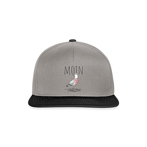 Spreadshirt Moin Möwe Norddeutschland Seemann Snapback Cap, One Size, Graphit/Schwarz von Spreadshirt