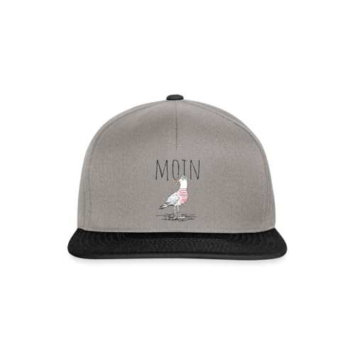 Spreadshirt Moin Möwe Norddeutschland Seemann Snapback Cap, One Size, Graphit/Schwarz von Spreadshirt