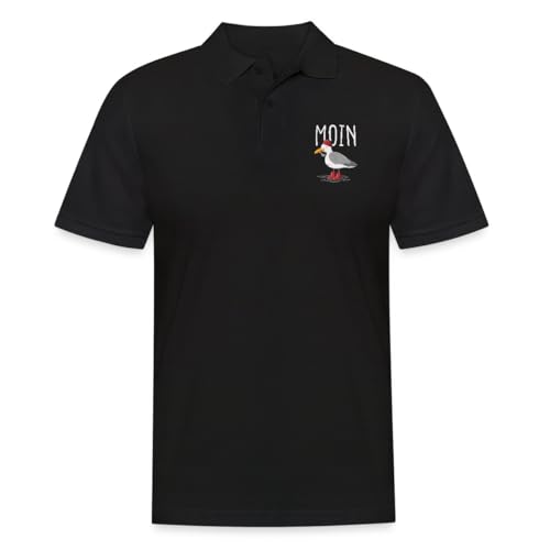 Spreadshirt Moin Möwe Seemann Seemöwe Urlaub Geschenk Männer Poloshirt, M, Schwarz von Spreadshirt