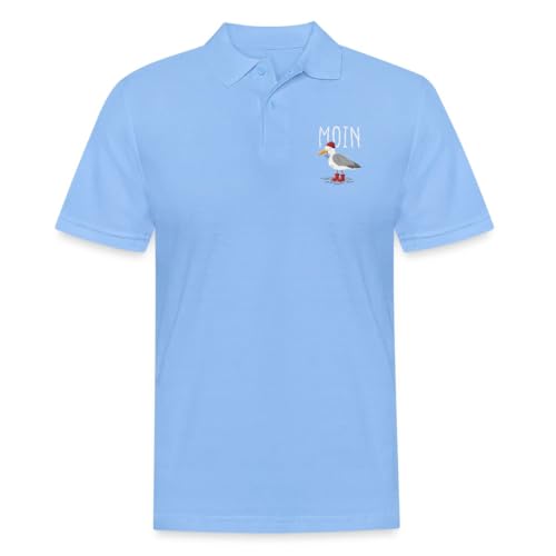 Spreadshirt Moin Möwe Seemann Seemöwe Urlaub Geschenk Männer Poloshirt, XL, Himmelblau von Spreadshirt