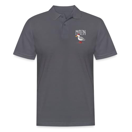Spreadshirt Moin Möwe Seemann Seemöwe Urlaub Geschenk Männer Poloshirt, XXL, Anthrazit von Spreadshirt
