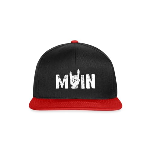 Spreadshirt Moin Rock n Roll Gruß Aus Dem Norden Musik Rocker Snapback Cap, One Size, Schwarz/Rot von Spreadshirt