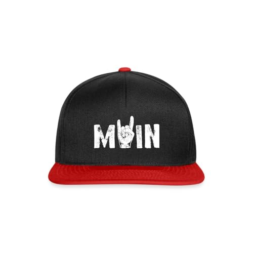 Spreadshirt Moin Rock n Roll Gruß Aus Dem Norden Musik Rocker Snapback Cap, One Size, Schwarz/Rot von Spreadshirt