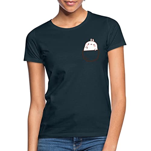 Spreadshirt Molang In A Pocket Brusttasche Aufdruck Frauen T-Shirt, S, Navy von Spreadshirt