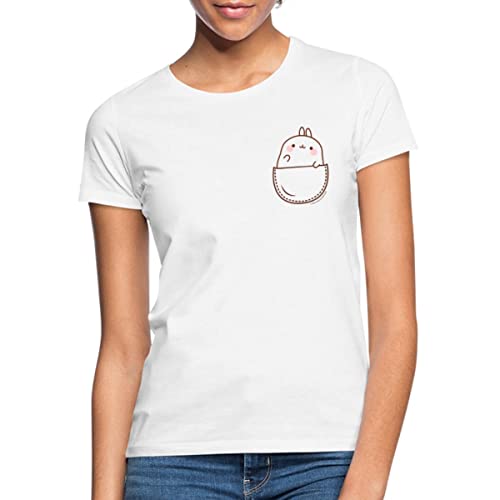 Spreadshirt Molang In A Pocket Brusttasche Aufdruck Frauen T-Shirt, S, weiß von Spreadshirt