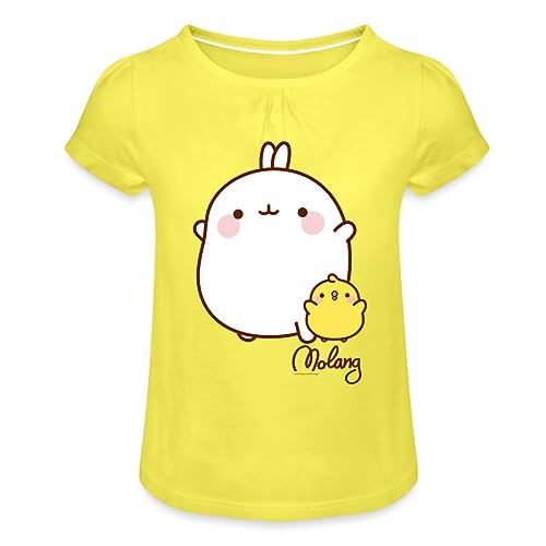 Spreadshirt Molang Piu Piu Freunde Mädchen T-Shirt mit Raffungen, 4 Jahre, Gelb von Spreadshirt