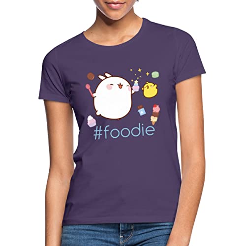 Spreadshirt Molang Piu Piu Süßigkeiten #Foodie Frauen T-Shirt, L, Dunkellila von Spreadshirt