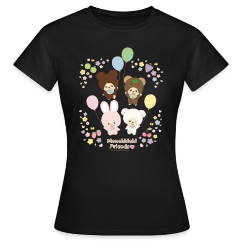 Spreadshirt Monchhichi Friends Mit Luftballons Frauen T-Shirt, XXL, Schwarz von Spreadshirt