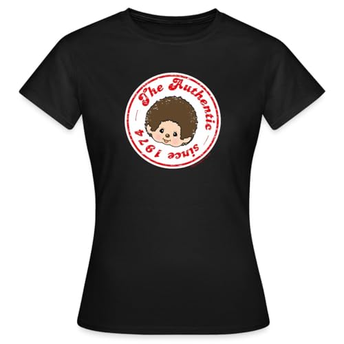 Spreadshirt Monchhichi Vintage Logo Frauen T-Shirt, XL, Schwarz von Spreadshirt