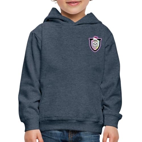 Spreadshirt Monster High™ Brustlogo Mit Totenkopf Kinder Premium Hoodie, 134/146 (9-11 Jahre), Jeansblau von Spreadshirt