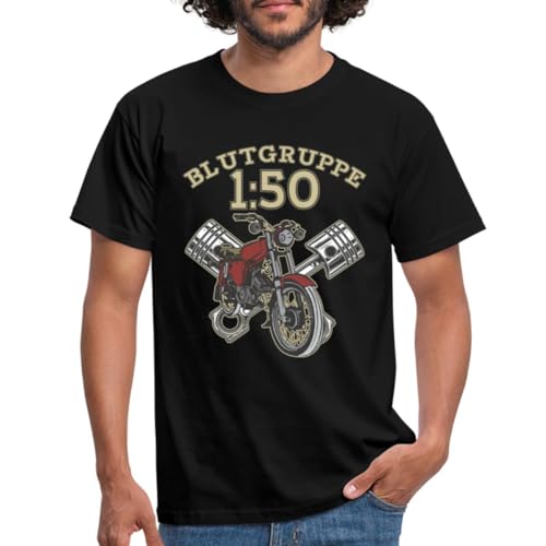 Spreadshirt Mopedfahrer Motor Blutgruppe 1:50 Männer T-Shirt, L, Schwarz von Spreadshirt