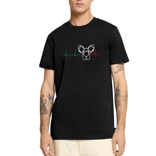 Spreadshirt Motorrad Rundmotor Heartbeat Italien Männer Premium T-Shirt, L, Schwarz von Spreadshirt