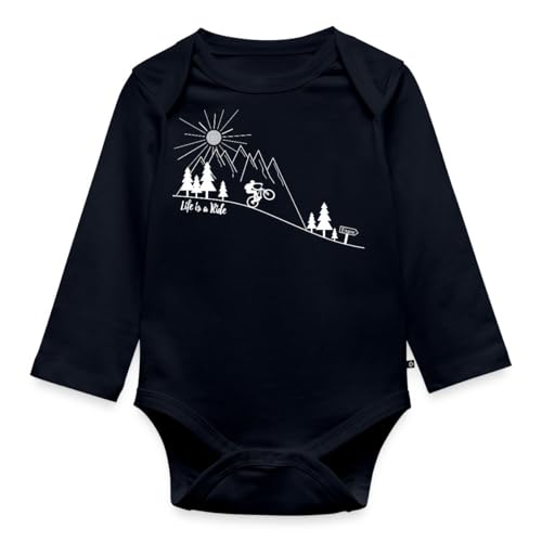 Spreadshirt Mountainbike Life Is A Ride Spruch Baby Bio-Langarm-Body, 68 (3-6 M.), Navy von Spreadshirt