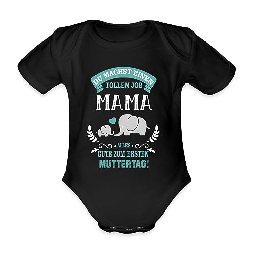 Spreadshirt Erster Muttertag Du Machst Einen Tollen Job Mama Baby Bio-Kurzarm-Body, 80 (9-12 M.), Schwarz von Spreadshirt