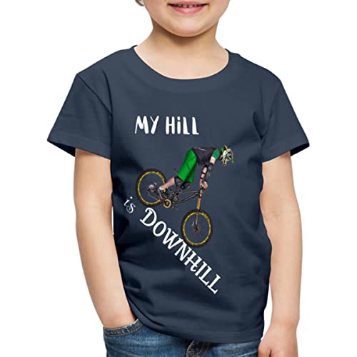 Spreadshirt My Hill is Downhill Mountainbike Kinder Premium T-Shirt, 110/116 (4 Jahre), Navy von Spreadshirt