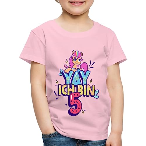 Spreadshirt My Little Pony Yay Ich Bin 5 Geburtstag Outfit Kinder Premium T-Shirt, 110/116 (4 Jahre), Hellrosa von Spreadshirt