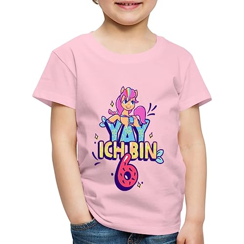Spreadshirt My Little Pony Yay Ich Bin 6 Geburtstag Outfit Kinder Premium T-Shirt, 122/128 (6 Jahre), Hellrosa von Spreadshirt