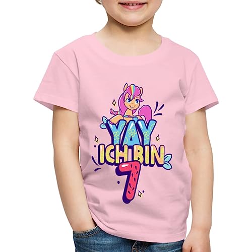 Spreadshirt My Little Pony Yay Ich Bin 7 Geburtstag Outfit Kinder Premium T-Shirt, 122/128 (6 Jahre), Hellrosa von Spreadshirt