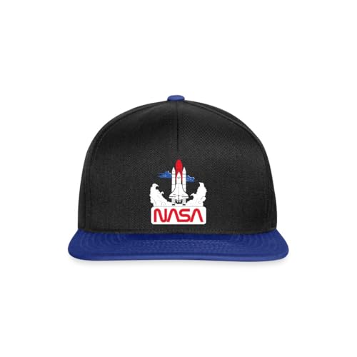 Spreadshirt NASA Space Shuttle Start Grafik Snapback Cap, One Size, Schwarz/Königsblau von Spreadshirt
