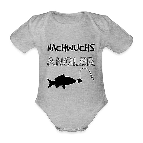 Spreadshirt Nachwuchs Angler Angel Geschenk Zur Geburt Angler Baby Bio-Kurzarm-Body, 68 (3-6 M.), Grau meliert von Spreadshirt