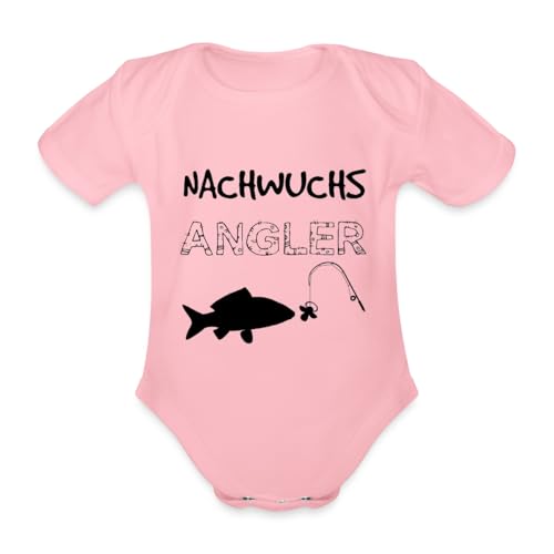 Spreadshirt Nachwuchs Angler Angel Geschenk Zur Geburt Angler Baby Bio-Kurzarm-Body, 68 (3-6 M.), Hellrosa von Spreadshirt