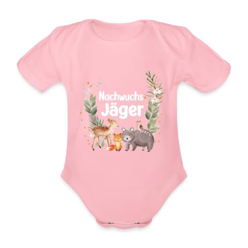 Spreadshirt Nachwuchs Jäger Nachwuchsjäger Baby Bio-Kurzarm-Body, 74 (6-9 M.), Hellrosa von Spreadshirt