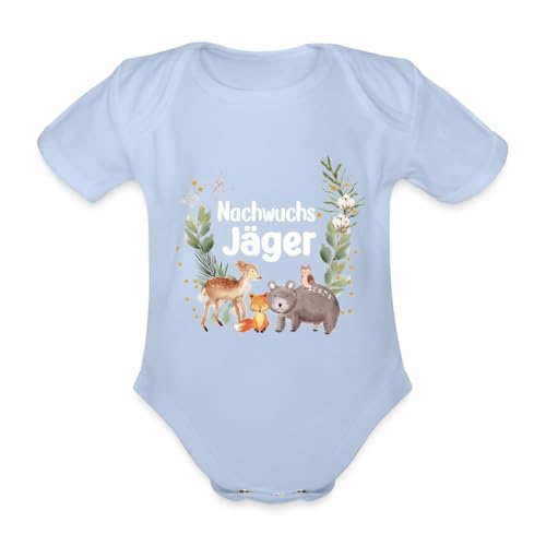 Spreadshirt Nachwuchs Jäger Nachwuchsjäger Baby Bio-Kurzarm-Body, 74 (6-9 M.), Sky von Spreadshirt
