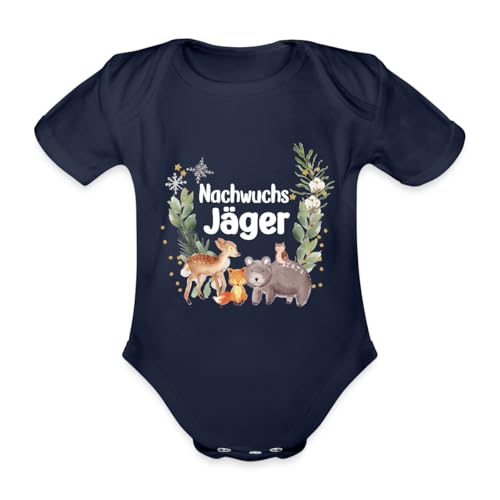 Spreadshirt Nachwuchs Jäger Nachwuchsjäger Baby Bio-Kurzarm-Body, 80 (9-12 M.), Dunkelnavy von Spreadshirt